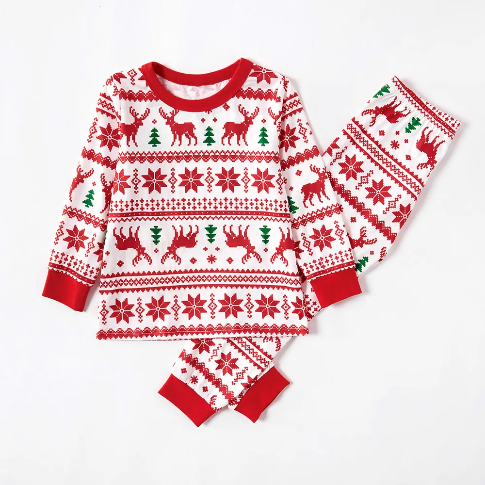 Christmas Reindeer and Snowflake Patterned Family Matching Pajamas Sets(Flame Resistant)  big image 11