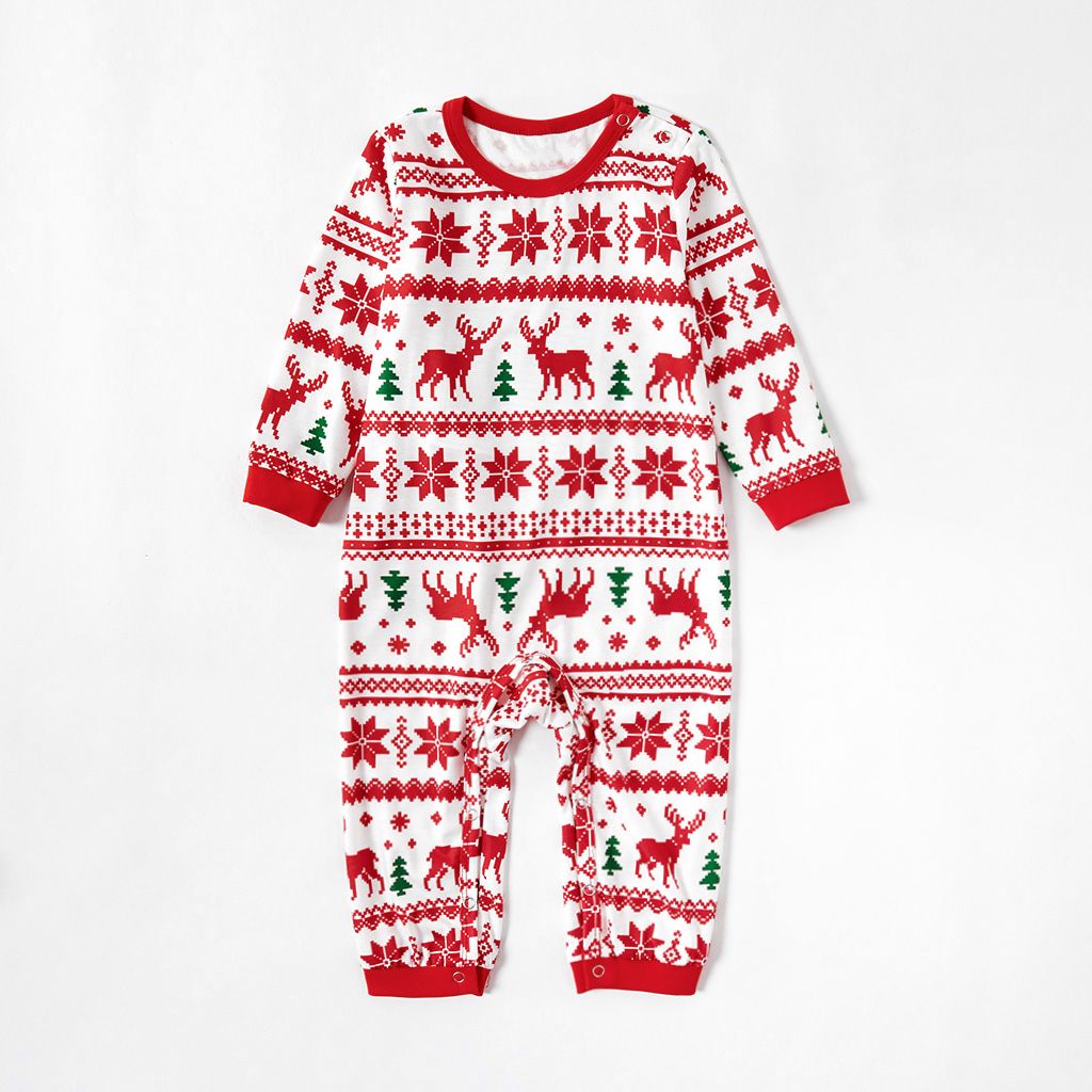 Christmas Reindeer And Snowflake Patterned Family Matching Pajamas Sets(Flame Resistant)