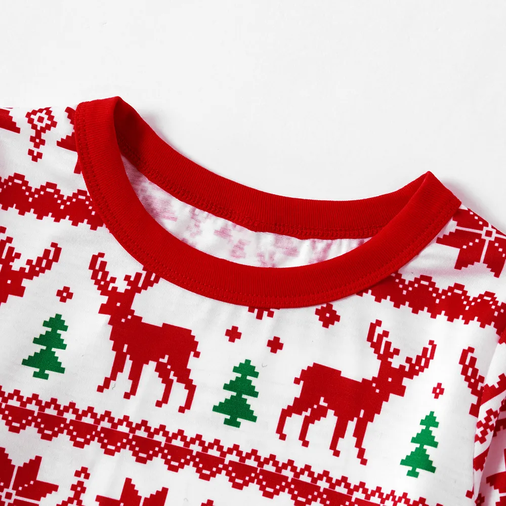 Christmas Reindeer and Snowflake Patterned Family Matching Pajamas Sets(Flame Resistant) big image 4