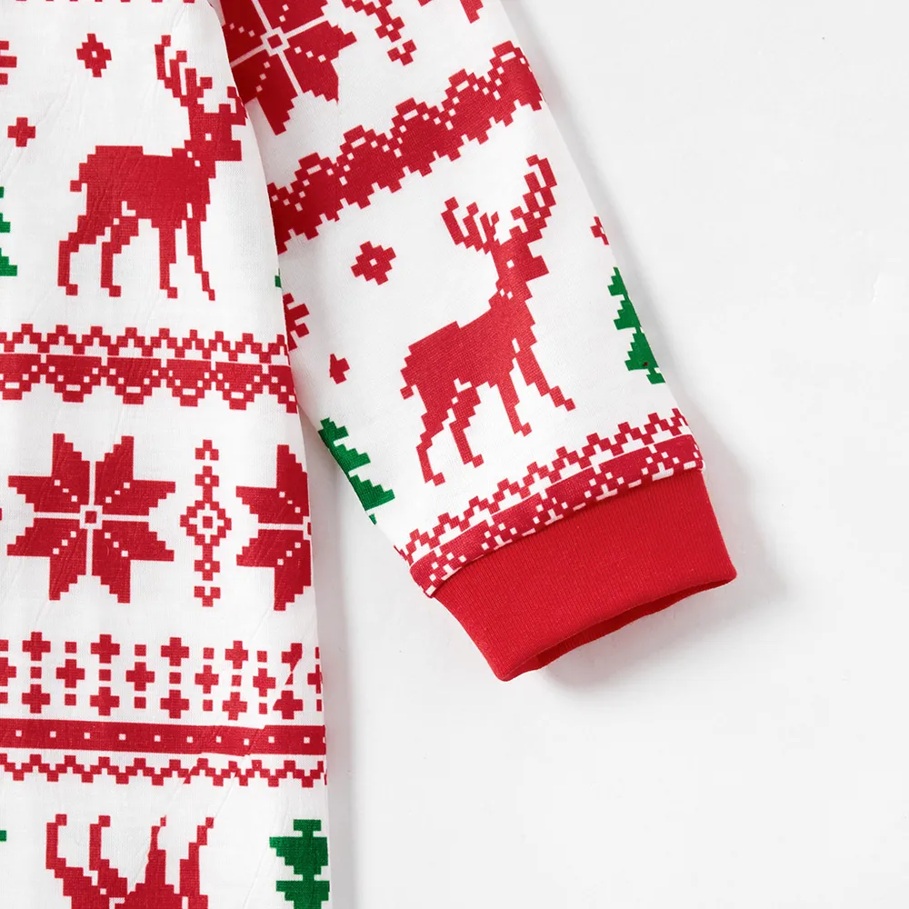 Christmas Reindeer and Snowflake Patterned Family Matching Pajamas Sets(Flame Resistant) big image 5