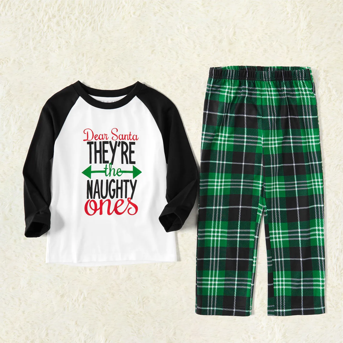 Weihnachten Familien-Looks Langärmelig Familien-Outfits Pyjamas (Flame Resistant) schwarz/weiß big image 1
