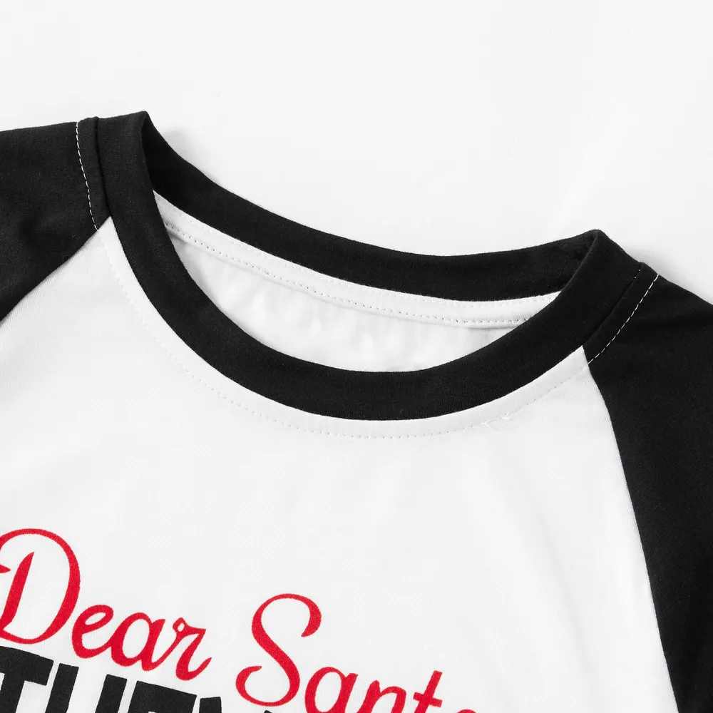 Christmas Letter Contrast Top and Plaid Pants Family Matching Pajamas Sets (Flame Resistant) big image 8