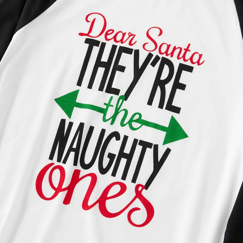 Christmas Letter Contrast Top and Plaid Pants Family Matching Pajamas Sets (Flame Resistant) big image 9