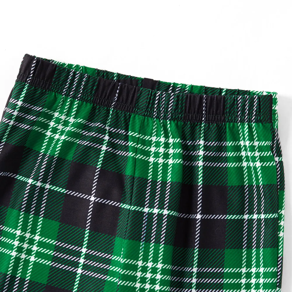 Christmas Letter Contrast Top and Plaid Pants Family Matching Pajamas Sets (Flame Resistant) big image 11