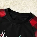 Merry Christmas Letter Antler Print Plaid Splice Matching Pajamas Sets for Family (Flame Resistant)  image 5