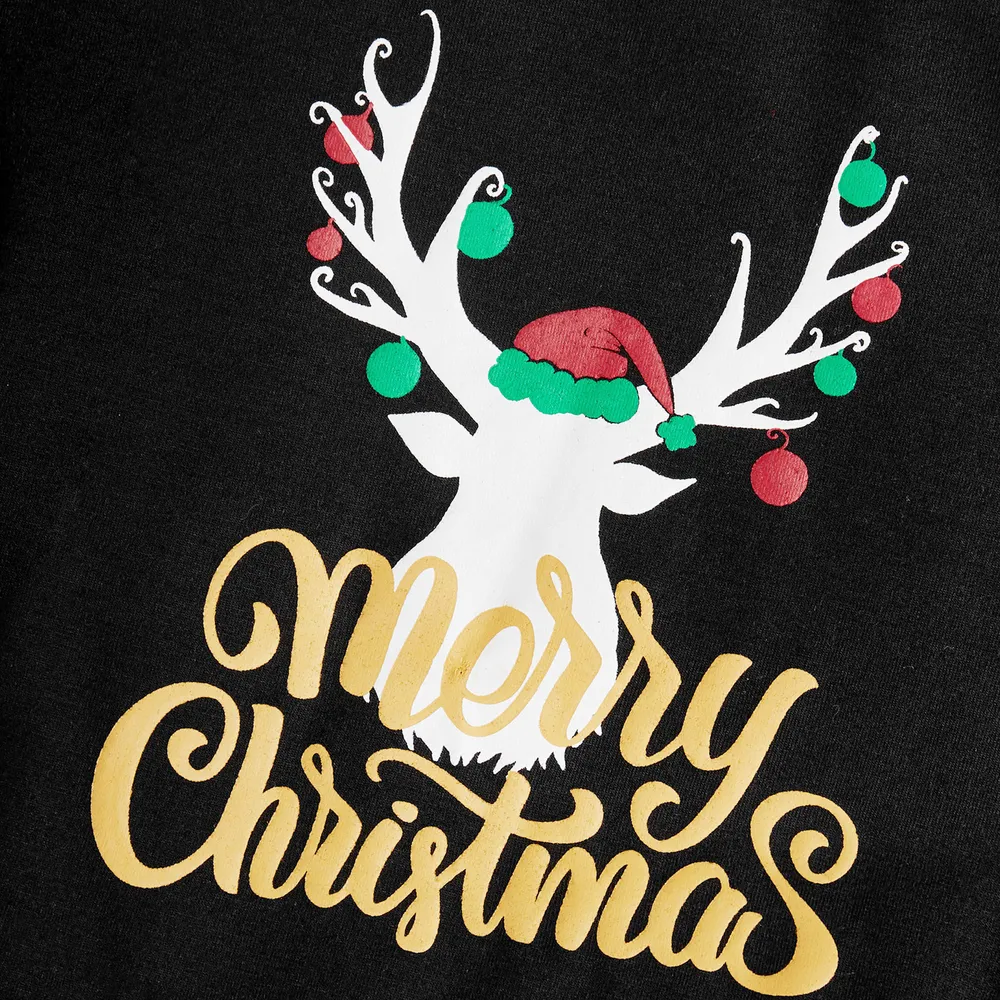 Merry Christmas Letter Antler Print Plaid Splice Matching Pajamas Sets for Family (Flame Resistant) big image 6