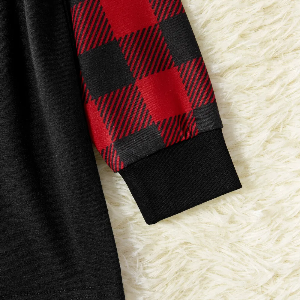 Merry Christmas Letter Antler Print Plaid Splice Matching Pajamas Sets for Family (Flame Resistant) big image 7