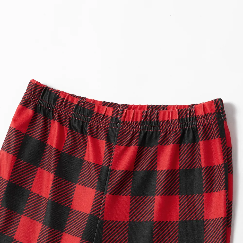 Merry Christmas Letter Antler Print Plaid Splice Matching Pajamas Sets for Family (Flame Resistant) big image 8