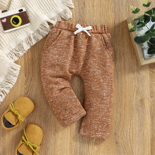 Calças de cintura elástica com urze para bebé menino/menina 95% algodão