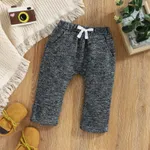 Calças de cintura elástica com urze para bebé menino/menina 95% algodão Cinza Escuro