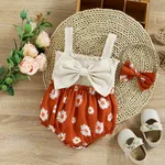 2 Stück Baby Mädchen Weiter Ausschnitt Große Blume Avantgardistisch Tanktop Strampler Aprikose