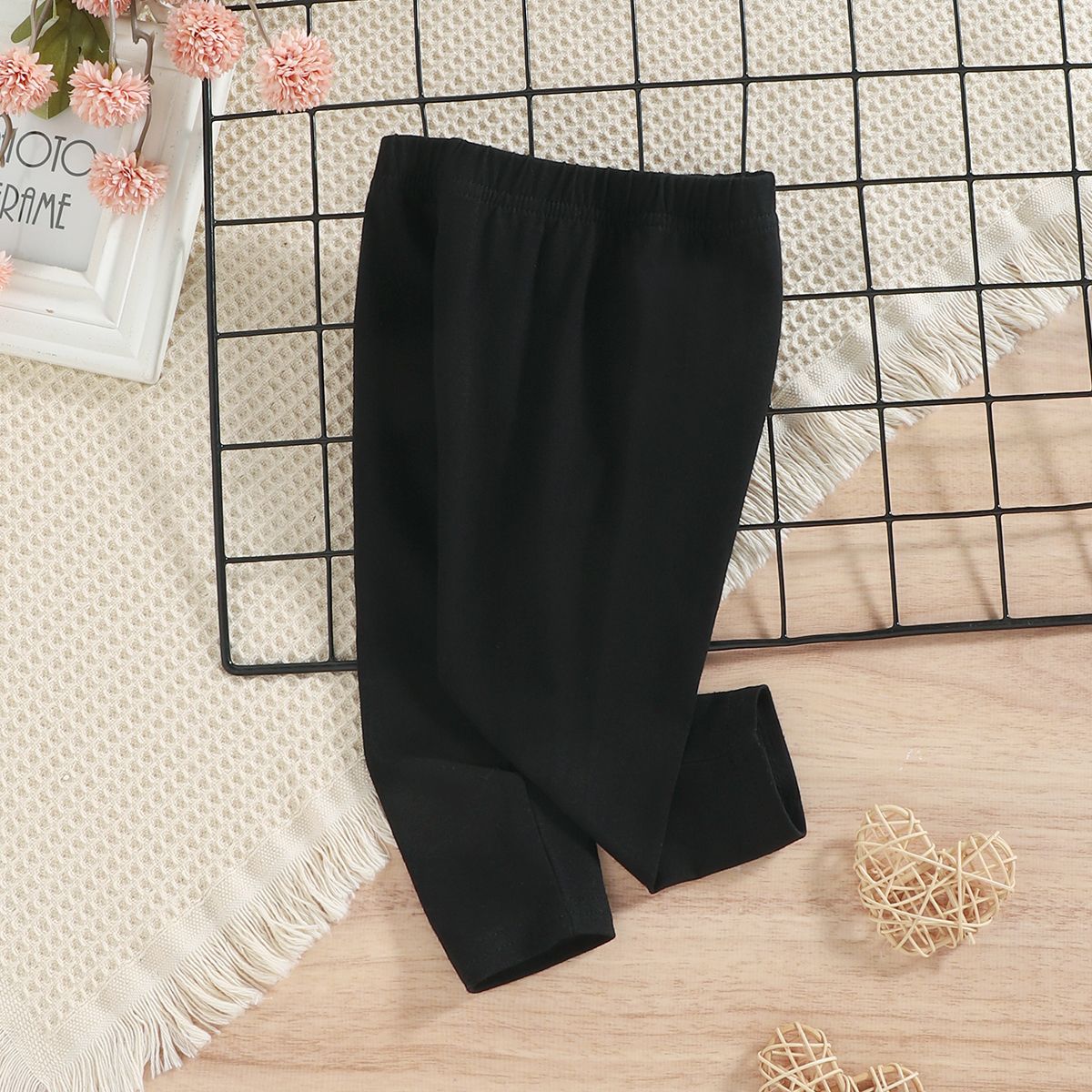 

Baby Girl 95% Cotton Solid High Waist Leggings