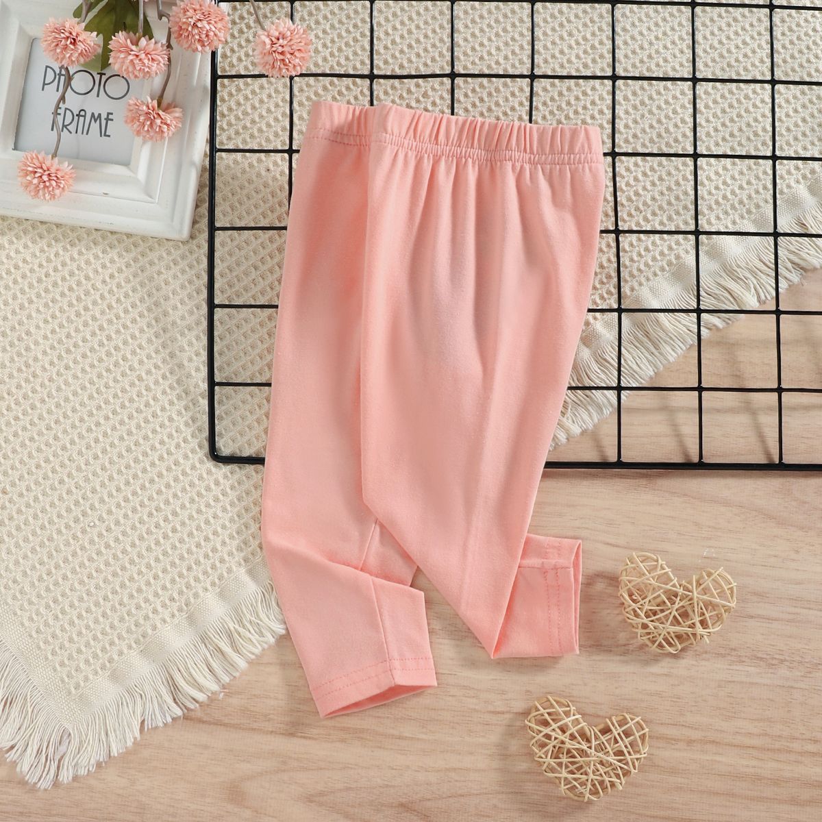 

Baby Girl 95% Cotton Solid High Waist Leggings