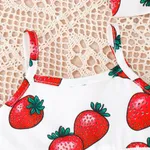2pcs Baby Girl Allover Strawberry Print Layered Ruffle Trim Cami Romper & Headband Set  image 4