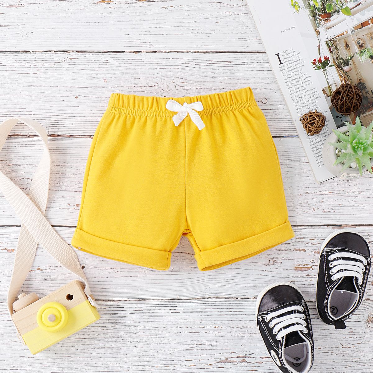 Baby Boy/Girl Solid Elasticized Waist Shorts
