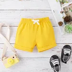 Father's Day Baby Boy/Girl Letter & Number Print Short-sleeve Bodysuit / 100% Cotton Solid Ruffled Shorts / Solid Elasticized Waist Shorts Ginger