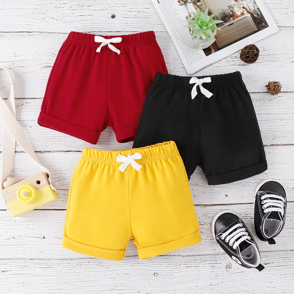 Baby Boy/Girl Solid Elasticized Waist Shorts big image 2
