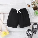 Father's Day Baby Boy/Girl Letter & Number Print Short-sleeve Bodysuit / 100% Cotton Solid Ruffled Shorts / Solid Elasticized Waist Shorts Black