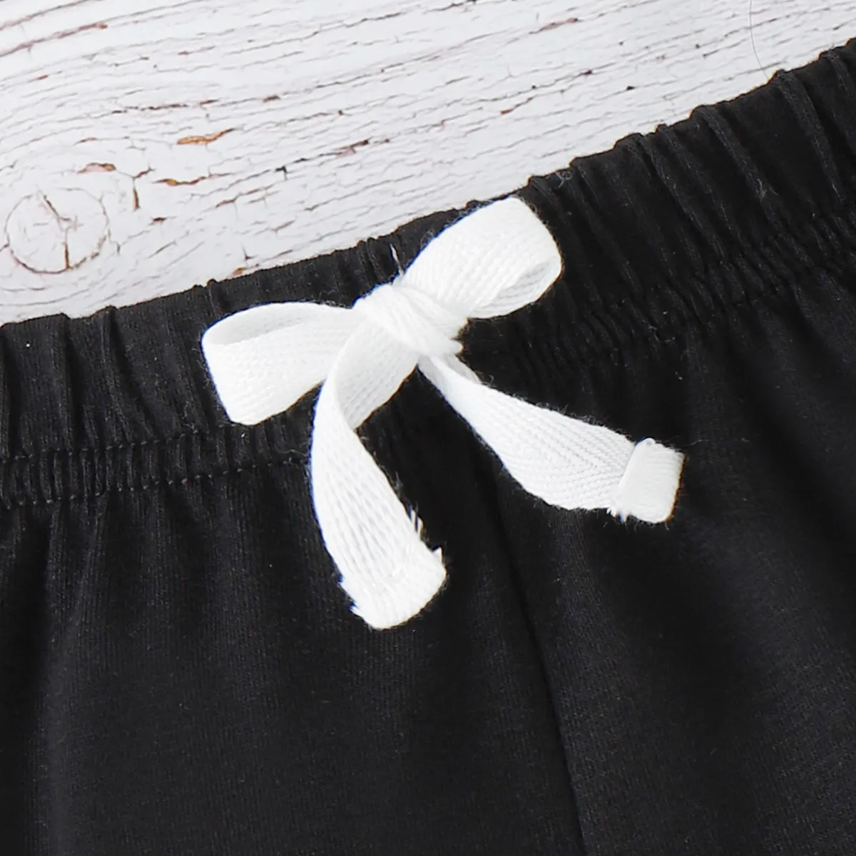 Baby Boy/Girl Solid Elasticized Waist Shorts Black big image 1