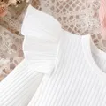 3pcs Baby Girl 95% Cotton Ribbed Ruffle Long-sleeve Top and Bow Front Skirt & Headband Set  image 4