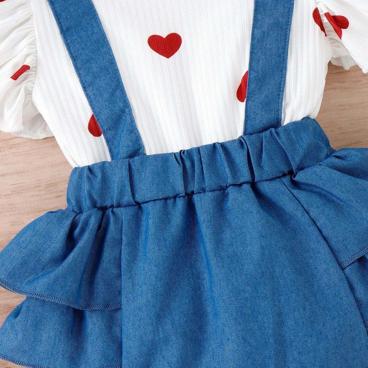 Dia da Mãe 2 unidades Bebé Menina Costuras de tecido Bonito Sem mangas Macacão curto Azul big image 1