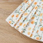 3pcs Toddler Girl Sweet Ribbed Crop Camisole and Floral Print Pleated Skirt & Belt Set  image 3