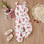Toddler Girl Sweet Floral Print Bowknot Design Sleeveless Jumpsuits  image 2