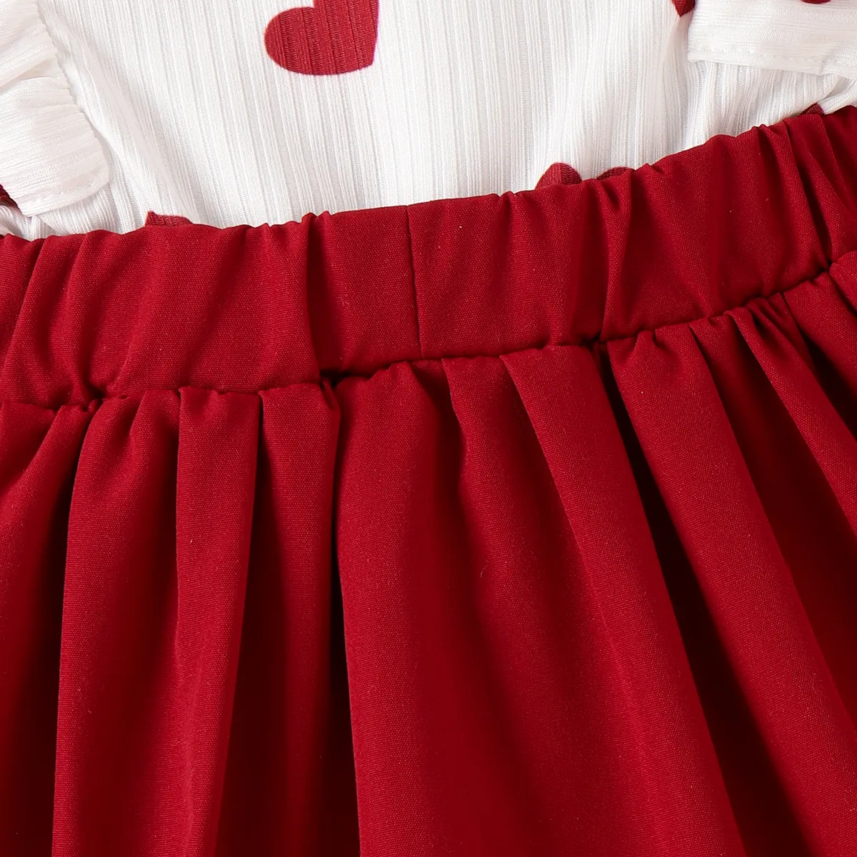 2 pièces Bébé Couture de tissus Doux Manches courtes Robe vin rouge big image 1