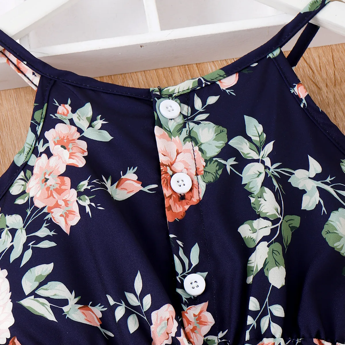 Toddler Girl Floral Print Halter Romper Black image 4