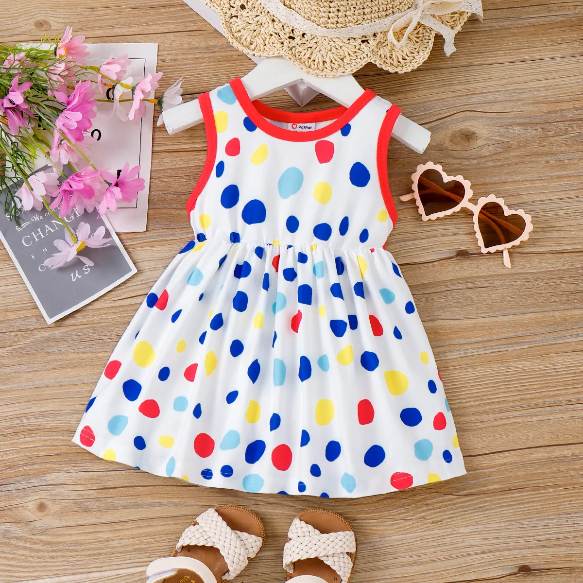 

Baby Girl Allover Polka Dots Print Tank Dress