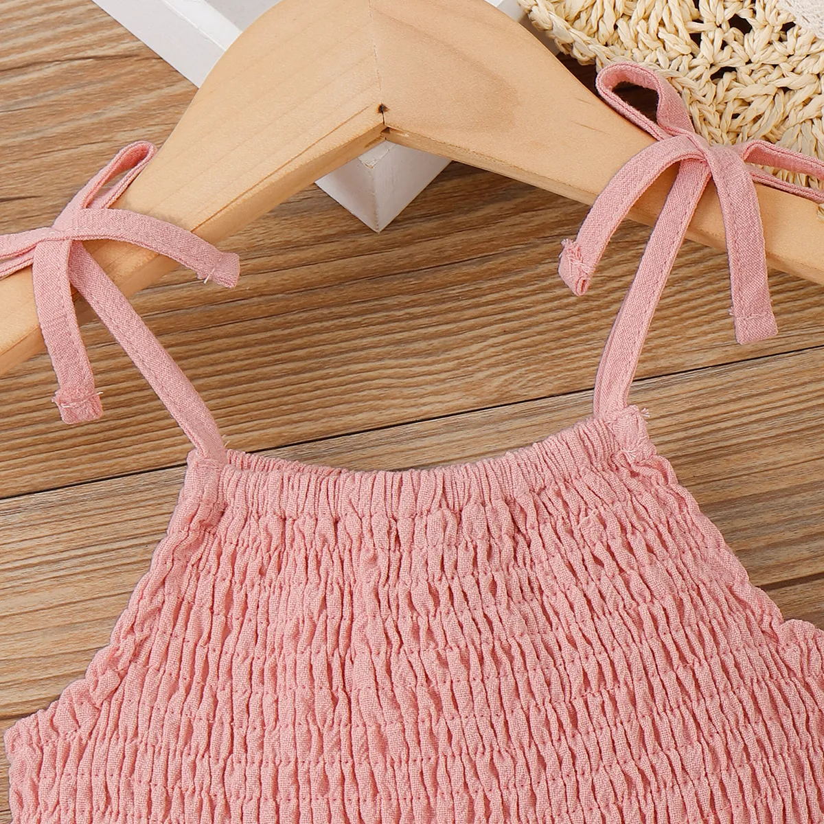 2 unidades Criança Menina Ponto smock Bonito conjuntos de colete Rosa image 2