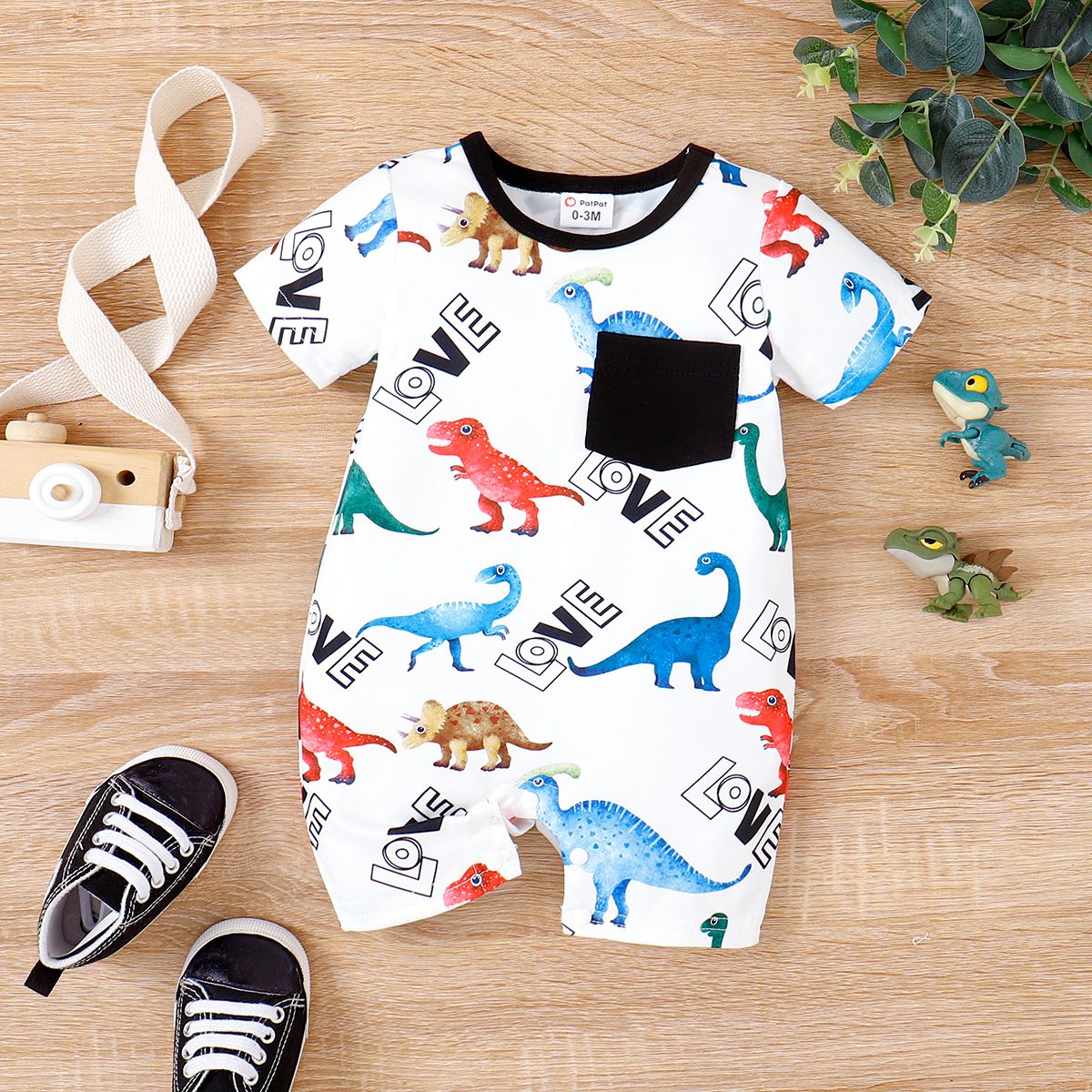 

Baby Boy Dinosaur Print Short-sleeve Jumpsuit