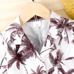 3pcs Toddler Boy Straw Hat & Tropical Plant Print Short-sleeve Shirt & Solid Shorts Set  image 4