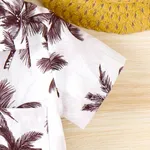 3pcs Toddler Boy Straw Hat & Tropical Plant Print Short-sleeve Shirt & Solid Shorts Set  image 5