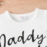 2pcs Baby Girl Letter Print Short-sleeve Top and Bow Front Asymmetrical Hem Plaid Skirt Set  image 3