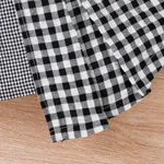 2pcs Baby Girl Letter Print Short-sleeve Top and Bow Front Asymmetrical Hem Plaid Skirt Set  image 5