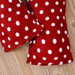 2pcs Toddler Girl Bow Decor Rib-knit Cami Top and Polka Dots Flared Pants Set  image 6