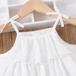 2pcs Toddler Girl Layered Ruffled Cami Top and Solid Shorts Set White image 3