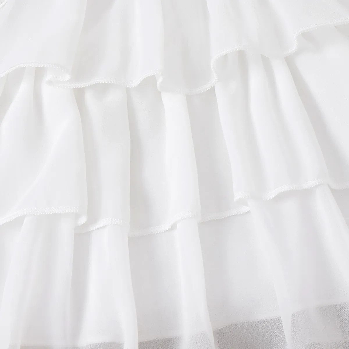 2pcs Toddler Girl Layered Ruffled Cami Top and Solid Shorts Set White image 6