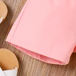 2pcs Toddler Girl Pink 3D Applique Mesh Cami Top and Belted Shorts Set  image 3