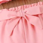 2pcs Toddler Girl Pink 3D Applique Mesh Cami Top and Belted Shorts Set  image 4