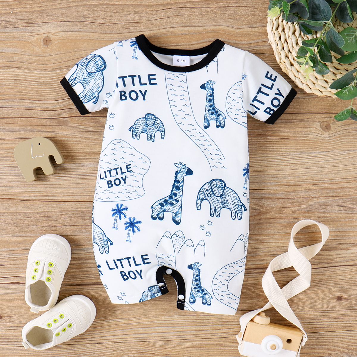 

Baby Boy Allover Animal Print Short-sleeve Romper