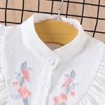 100% Cotton 2pcs Floral Embroidered Baby Set White image 3