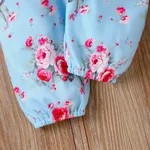 Toddler Girl Allover Floral Print Ruffled Smocked Cami Jumpsuit   Blue image 6
