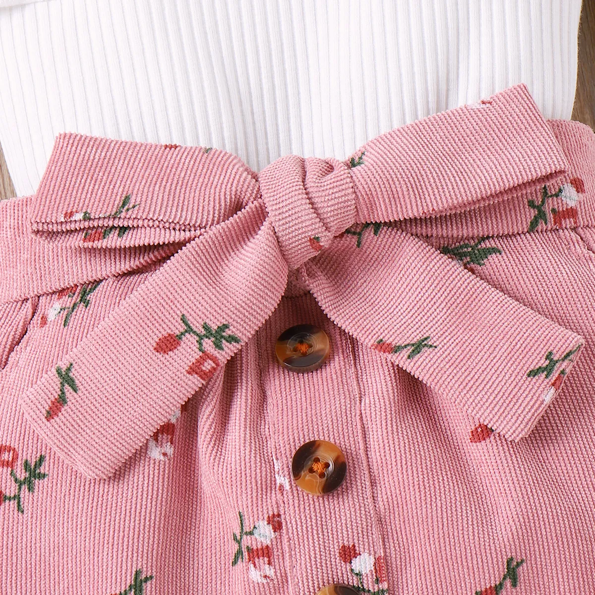 3 Stück Kleinkinder Mädchen Flatterärmel Süß Zerbrochene Blume Kostümrock rosa big image 1