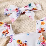 2pcs Baby Girl Allover Floral Print Flutter-sleeve Bodysuit with Headband   image 4