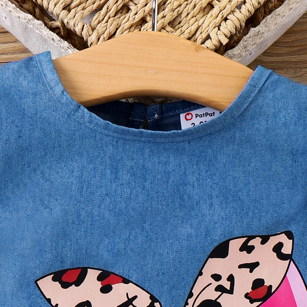 Baby Girl Cute Cat Print Ruffled Short-sleeve Dress  Blue image 4