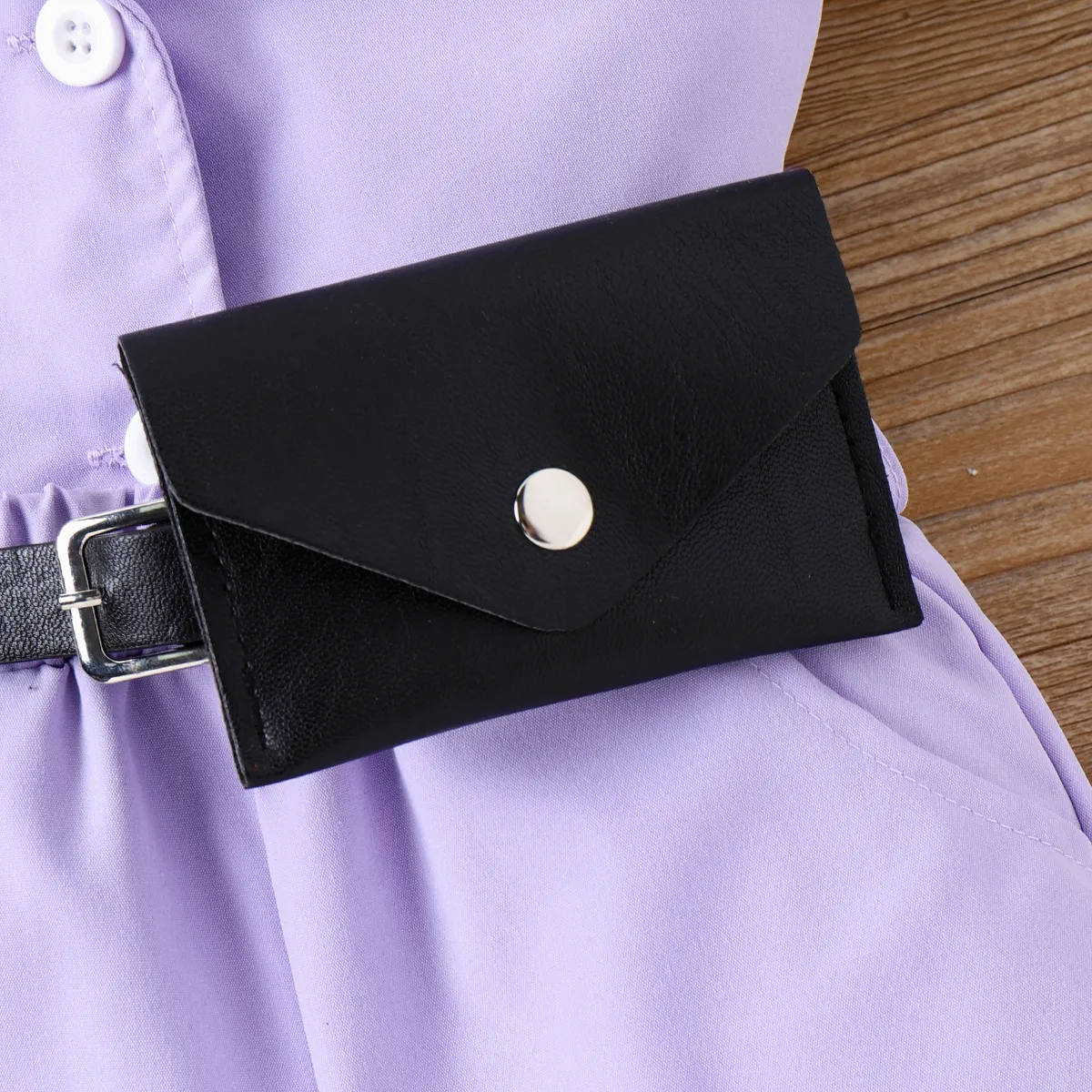 3pcs Toddler Girl Fanny Pack & Purple Short-sleeve Shirt and Shorts Set  Purple image 5