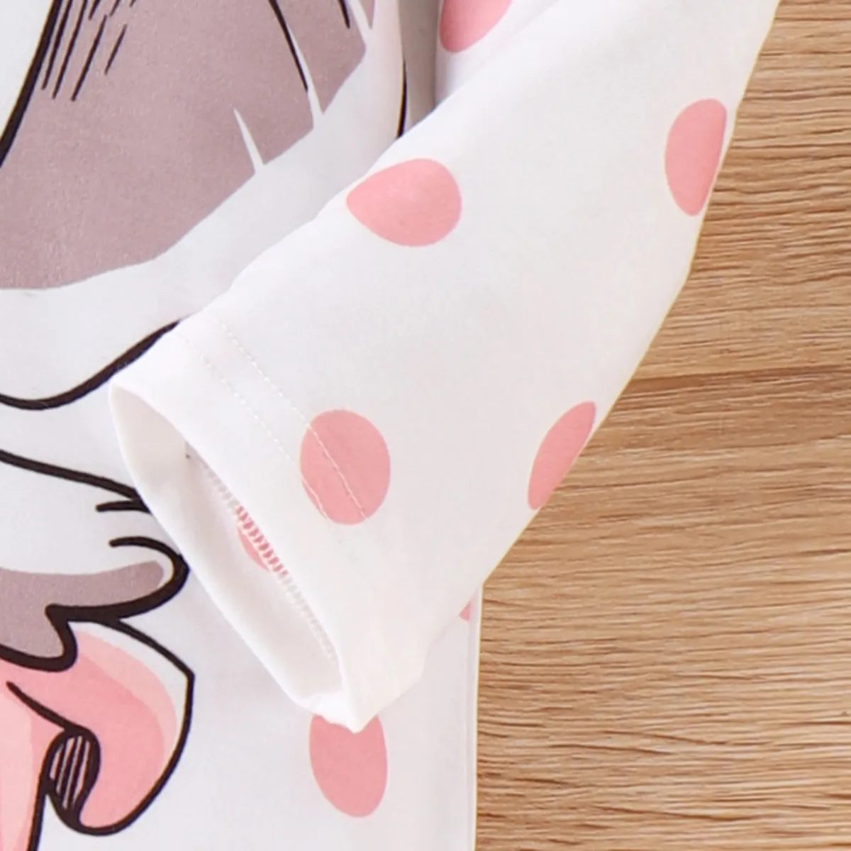 Baby Girl Elephant Print Ruffled Long-sleeve Dress / Bodysuit Sets Pink-A big image 1