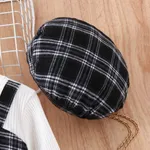 2pcs Kid Girl Rib-knit Plaid Panel 2 In 1 Long-sleeve Dress and Hat Set  image 4